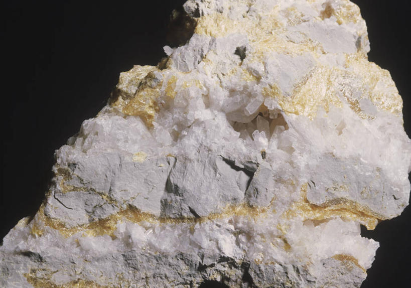 无人,横图,黑色背景,黄色,灰色,自然,摄影,部分,地质学,矿物质,硫磺,岩石,彩图,影棚拍摄