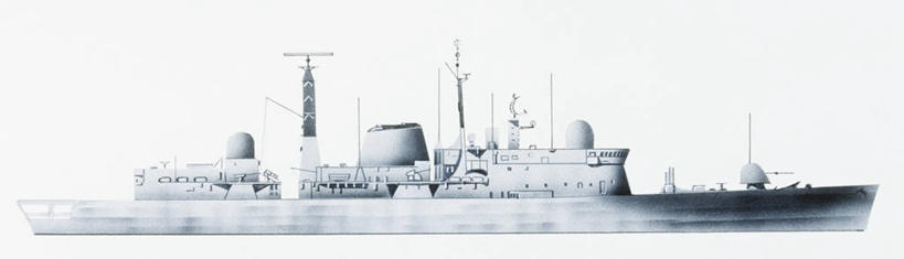无人,横图,全景,室外,白天,侧面,时尚,船,英国,蓝色背景,军事,历史,一个,蓝色,t台,运输,摄影,军舰,单个,北欧,海军,战舰,驱逐舰,军用战舰,战船,时装表演,时装秀,t型台,走秀,彩图,英国海军,英国皇家海军