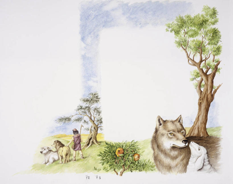 一个人,横图,插画,室外,白天,数码,科技,美景,狼,野生动物,阴影,节日,网络,景观,圣经,高光,几何,计算机图形,合成,图画,历史,文化,画,自然,动物,祈祷,健康,景色,许愿,宗教,信仰,纪念,宁静,协调,祈求,环境,电脑合成图,数码合成图,基督教,合成图,天主教,自然风光,野狗,经书,漫画,写实,具体,具象,旧约,预测,平安,团结,绵羊,彩图,爱,性格