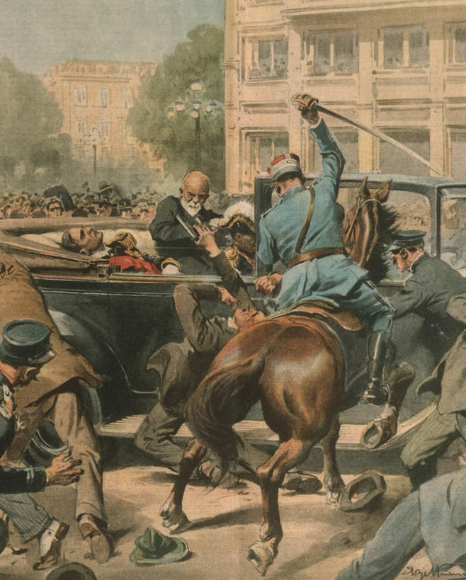 成年人,人群,竖图,插画,室外,白天,制服,数码,科技,马赛,街道,汽车,马,杂志,法国,意大利,阴影,冲突,网络,机动车,高光,几何,计算机图形,合成,图画,历史,画,衣服,动物,武器,运输,摄影,死亡,电脑合成图,数码合成图,犯罪,剑,暴力,合成图,南欧,暗杀,进攻,漫画,中欧,皇室,谋杀,杀害,写实,具体,具象,罗纳河口,男人,彩图