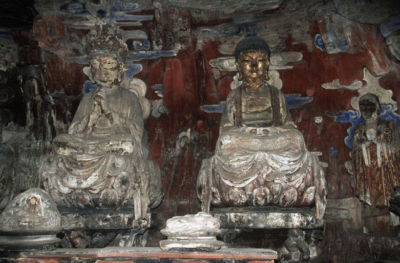 无人,横图,室内,白天,建筑,雕塑,重庆,并排,雕像,历史,两个,摄影,大足石刻,唐朝,重庆市,古代文明,彩图,旅行,帝国,挨着