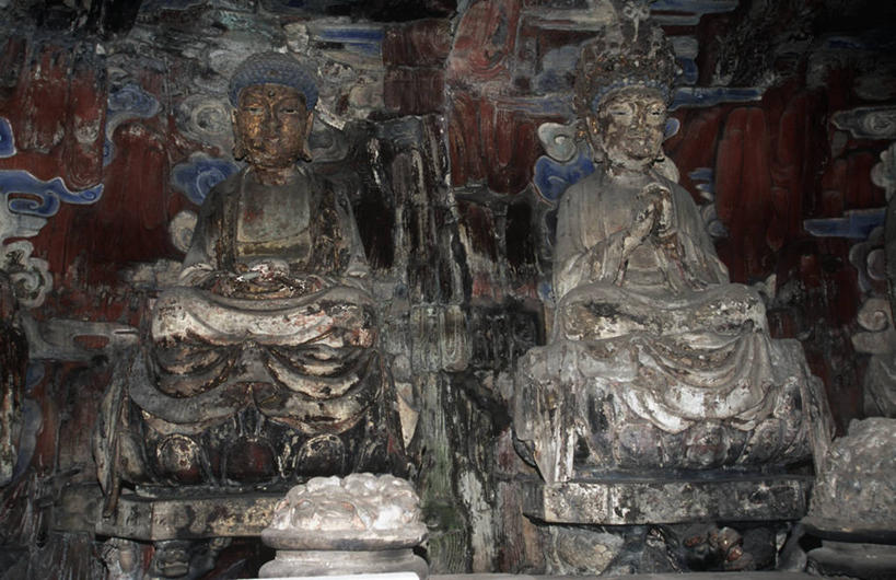 无人,横图,室内,白天,建筑,雕塑,重庆,并排,雕像,历史,两个,摄影,大足石刻,唐朝,重庆市,古代文明,彩图,旅行,帝国,挨着