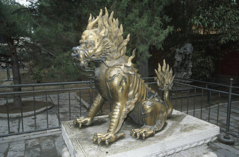 无人,故宫,横图,室外,白天,建筑,狗,雕塑,北京,首都,历史,地标建筑,摄影,合金,中国文化,青铜,北京市,彩图,旅行