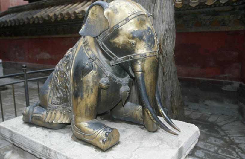 无人,故宫,横图,室外,白天,建筑,雕塑,北京,首都,历史,地标建筑,摄影,合金,中国文化,青铜,北京市,象,彩图,旅行