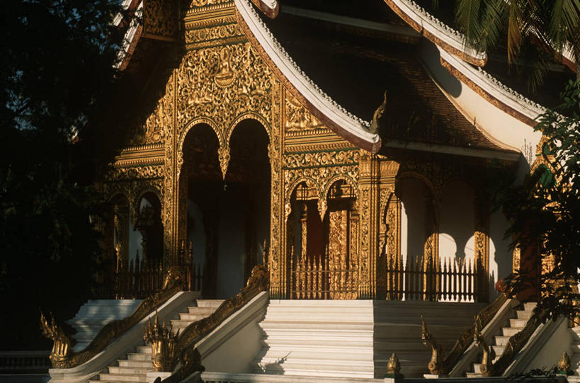 无人,横图,室外,白天,建筑,老挝,黄金,台阶,摄影,宗教,佛教,玉佛寺,部分,琅勃拉邦,印度支那,彩图