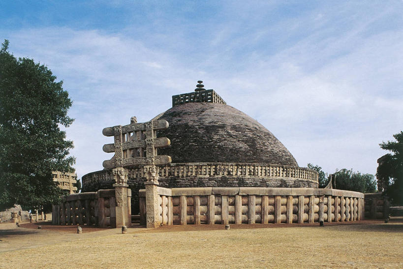 无人,寺庙,横图,室外,白天,建筑,印度,大门,佛塔,地标建筑,摄影,宗教,佛教,圆顶建筑,印度文化,印度次大陆,彩图,桑奇大塔,过去