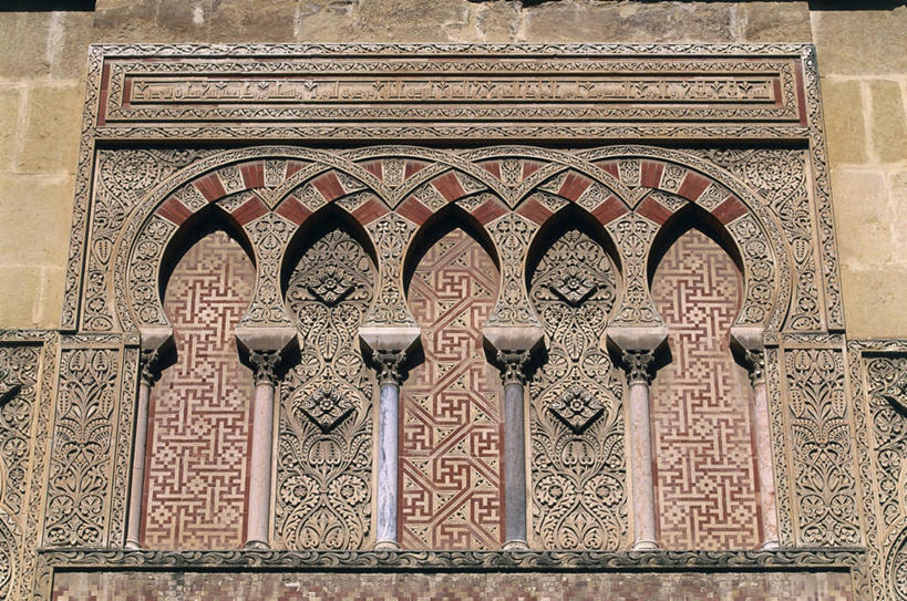 无人,横图,室外,特写,白天,仰视,窗户,建筑,西班牙,拱门,地标建筑,摄影,科尔多巴,清真寺,安达路西亚,伊比利亚半岛,科尔多瓦清真寺,科尔多瓦,彩图,低角度拍摄