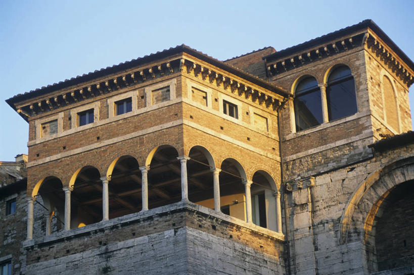 无人,横图,室外,白天,仰视,建筑,意大利,拱门,地标建筑,摄影,意大利文化,万里无云,古代文明,翁布里亚大区,佩鲁贾,彩图,低角度拍摄