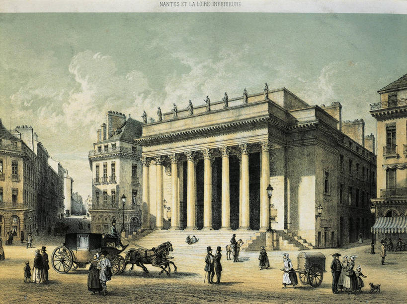 广场,横图,插画,室外,白天,民族服装,绘画,数码,科技,城市,建筑,剧院,马,法国,阴影,艺术,印刷,网络,推车,柱子,古城,马车,许多人,高光,几何,计算机图形,古典,合成,图画,历史,文化,画,动物,工艺品,品味,两只,一群人,美术,电脑合成图,数码合成图,高雅,合成图,漫画,18世纪,写实,具体,具象,美学,美术工艺,彩图,传统服装,民俗服,南特,平版印刷