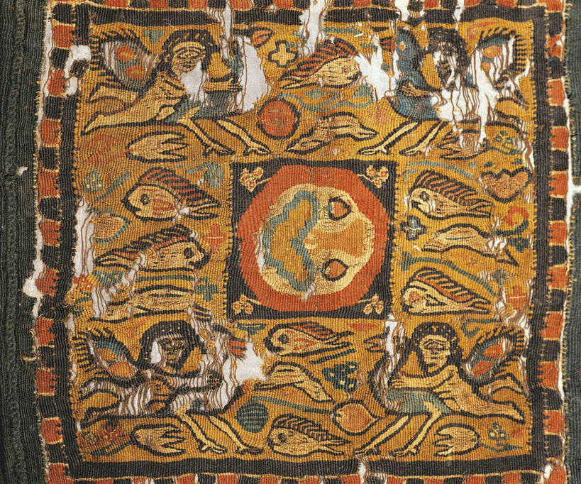 无人,横图,地毯,纺织品,天使,亚麻布,鱼类,古代,摄影,羊毛,古代文明,式样,彩图,全画面,全框架,全帧,影棚拍摄,全画幅