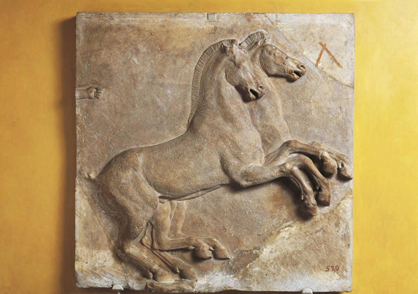 无人,横图,特写,马,雕塑,黄色背景,古罗马,古代,一个,摄影,单个,古典风格,彩图,影棚拍摄,浅浮雕