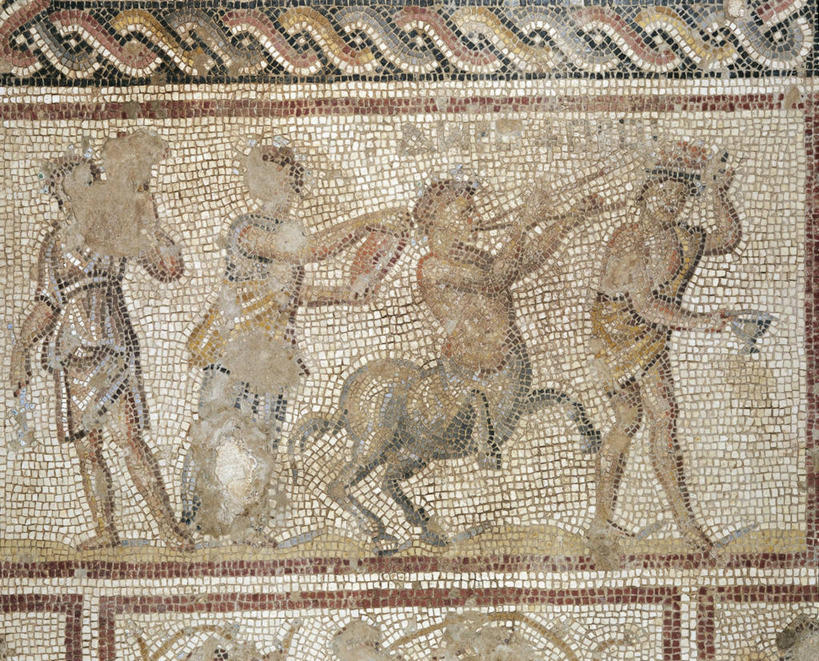 无人,横图,特写,地板,以色列,花纹,神话,标志,符号,图案,历史,标识,古罗马,摄影,考古学,性别符号,古代文明,美术工艺,拿撒勒,半人马座,彩图,全画面,全框架,全帧,全画幅,男性符号,过去