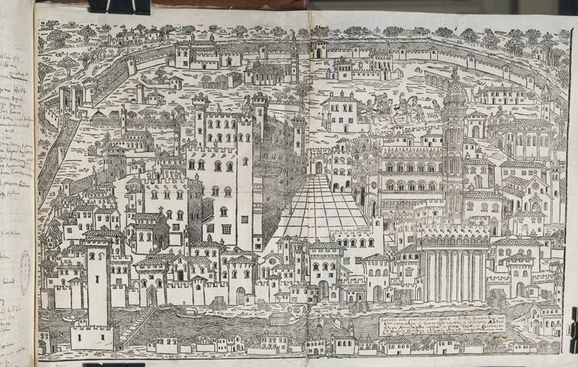 无人,横图,室外,白天,正面,建筑,地图,意大利,欧洲,城堡,古城,历史,城墙,圆顶建筑,南欧,意大利文化,意大利共和国,艾米利亚.罗马涅,艾米利亚.罗马涅大区,费拉拉,彩图