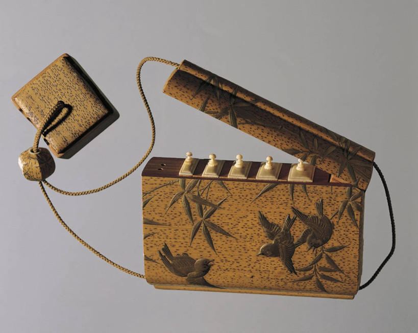 无人,横图,象牙,灰色背景,公文包,褐色,一个,灰色,线绳,摄影,单个,18世纪,式样,美术工艺,彩图,影棚拍摄