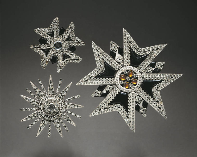 无人,横图,珠宝,灰色背景,装饰,三个,灰色,星形,摄影,锋利,徽章,尖锐,美术工艺,彩图,影棚拍摄