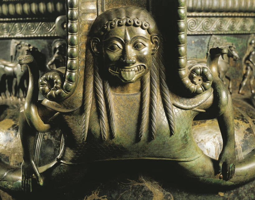 无人,横图,特写,花瓶,历史,古代,一个,伸舌头,虚构,人体,摄影,单个,希腊神话,青铜,古代文明,舌头,彩图,影棚拍摄,蛇发女怪