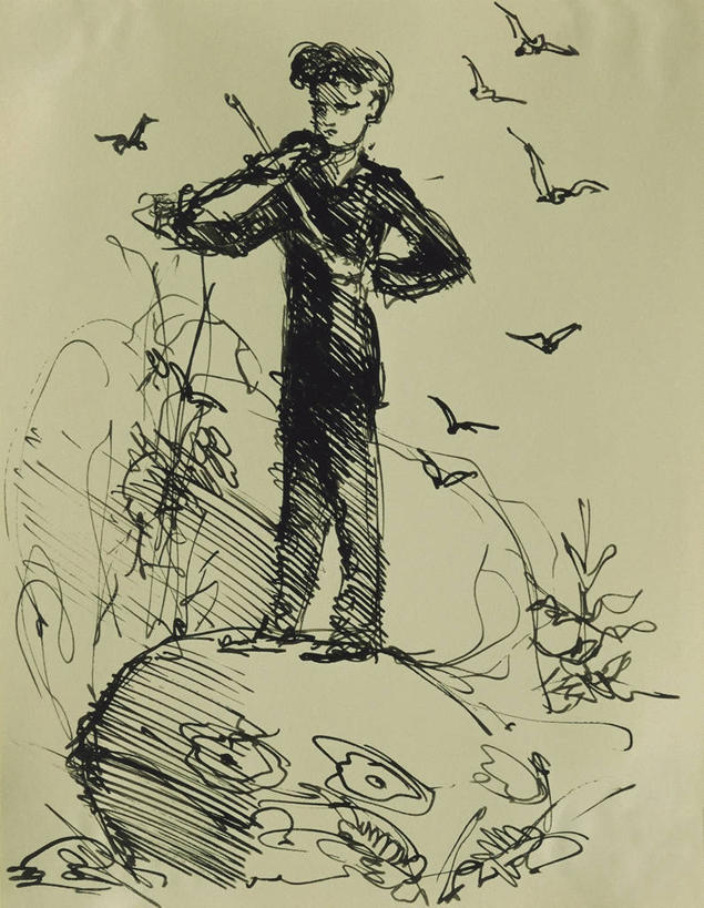 成年人,一个人,站,竖图,插画,室外,白天,数码,科技,仅一个男性,仅一个人,表演,阴影,艺术,网络,鸟类,小提琴,高光,几何,计算机图形,音乐,合成,图画,历史,画,仅一个年轻男性,自然,电脑合成图,数码合成图,合成图,漫画,草图,写实,具体,具象,美术工艺,男人,男性,年轻男性,年轻人,卷发,彩图,摇摆舞,短发,讽刺画