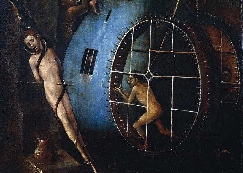 成年人,裸体,两个人,横图,绘画,油画,艺术,笼子,古典,文化,工艺品,品味,宗教,美术,高雅,基督教,地狱,痛苦,处罚,美学,拷问,恐惧,彩图,幽闭恐惧症,三联画