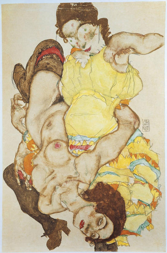 成年人,裸体,两个人,竖图,插画,白色背景,数码,科技,阴影,网络,高光,几何,计算机图形,合成,图画,画,电脑合成图,数码合成图,合成图,漫画,写实,具体,具象,妓女,拥抱,彩图,席勒,蛇蝎美人,表现主义