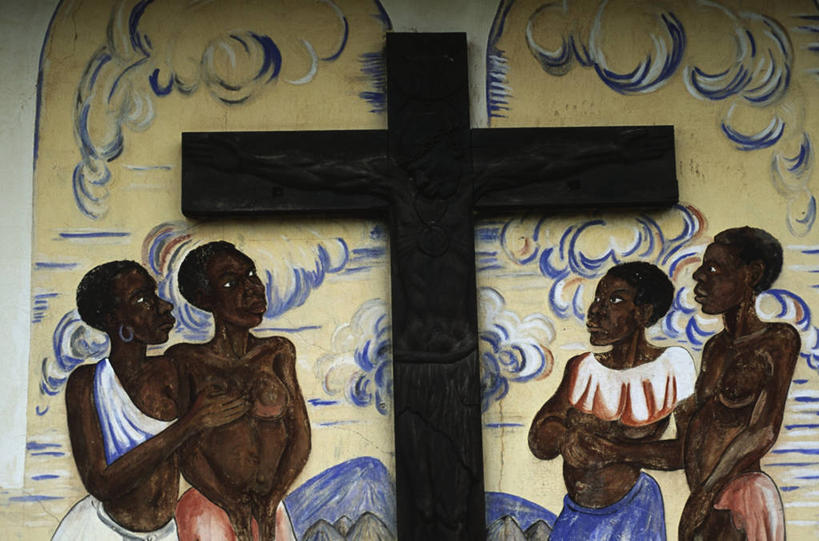 成年人,四个人,站,握手,横图,室外,白天,津巴布韦,标志,符号,历史,标识,壁画,表,摄影,宗教,基督,基督教,天主教,耶稣,救世主,性别符号,基利斯督,弥赛亚,默西亚,美术工艺,布拉瓦约,女人,搀手,拉手,手拉手,手握手,彩图,传统服装,男性符号