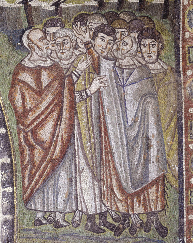 成年人,站,竖图,室内,白天,建筑,意大利,欧洲,花纹,装饰,长袍,图案,许多人,地标建筑,一群人,摄影,南欧,意大利文化,意大利共和国,拉韦纳,艾米利亚.罗马涅,艾米利亚.罗马涅大区,彩图