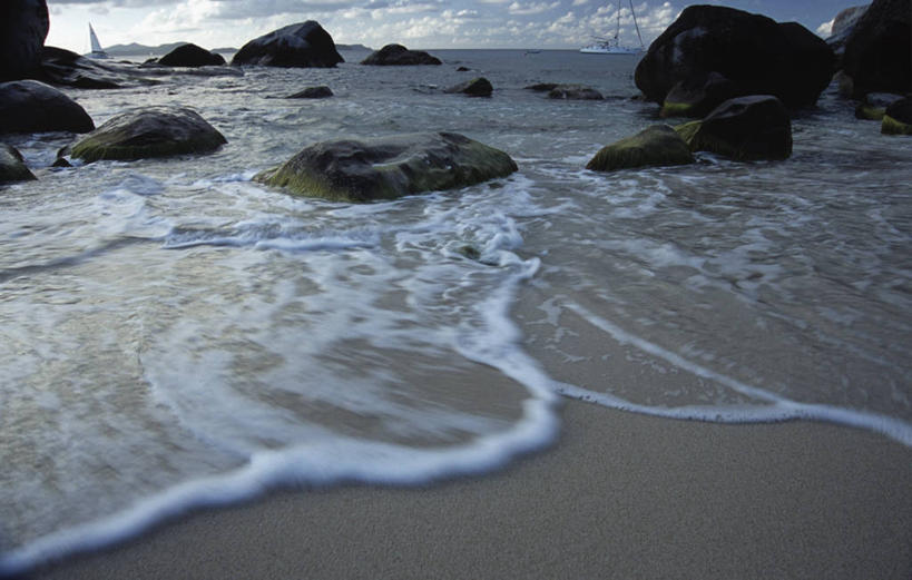 无人,横图,室外,白天,度假,海洋,沙子,水平线,风景,摄影,宁静,花岗岩,英属维京群岛,海滩,岩石,彩图