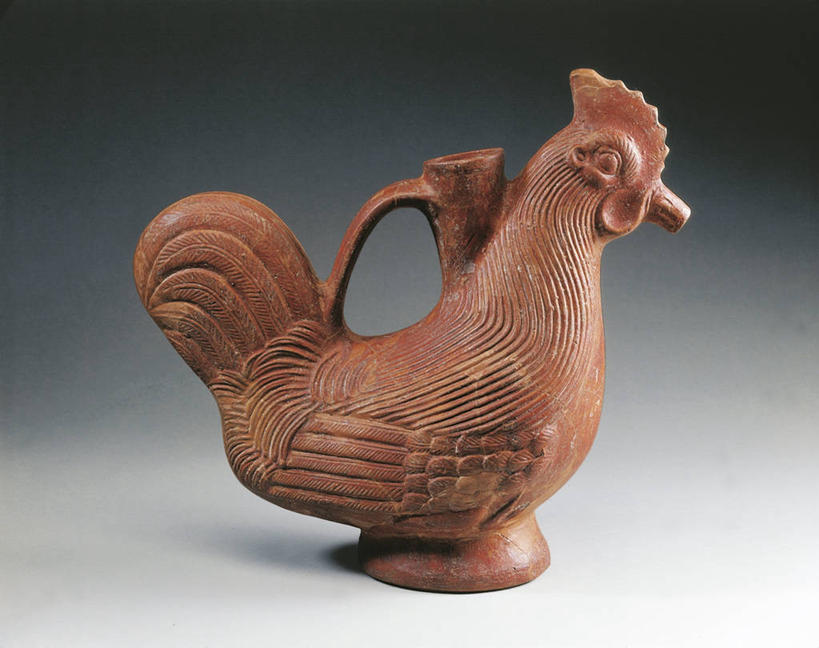 无人,横图,鸟类,陶瓷制品,古罗马,古代,一个,红色,把手,摄影,单个,意大利文化,庞贝,美术工艺,公鸡,彩图,影棚拍摄