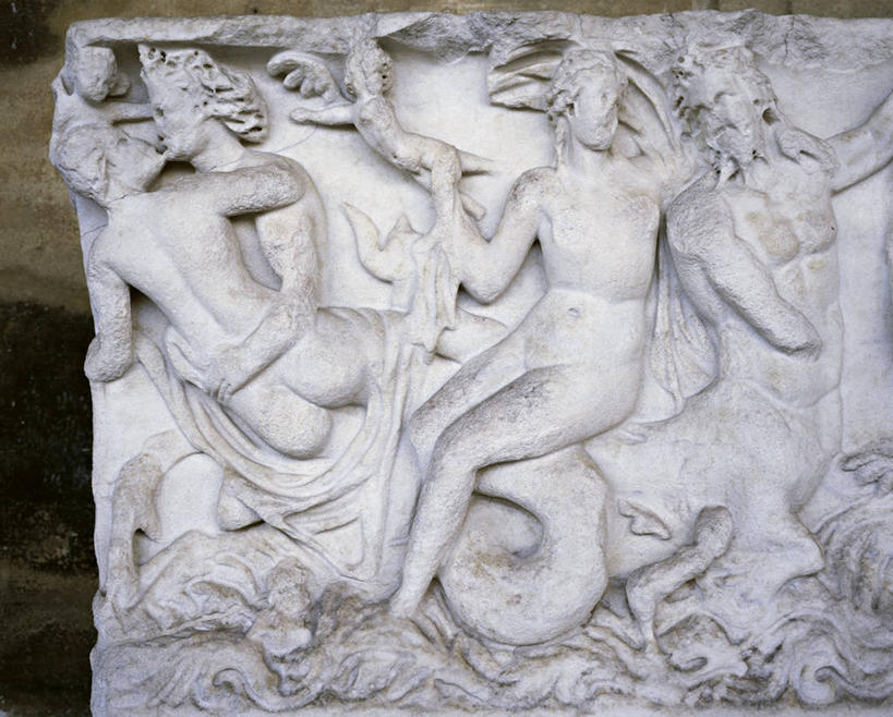 无人,横图,特写,海洋,神话,古罗马,波浪,摄影,石棺,美术工艺,半人马座,拥抱,彩图,浅浮雕