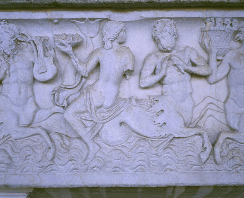 裸体,无人,横图,特写,海洋,神话,拿着,古罗马,波浪,摄影,石棺,美术工艺,半人马座,彩图,神,浅浮雕