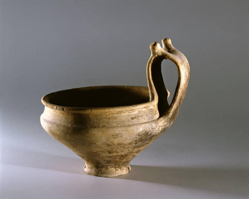 无人,横图,灰色背景,历史,锅,古代,一个,灰色,陶器,摄影,单个,古代文明,美术工艺,彩图,影棚拍摄,过去