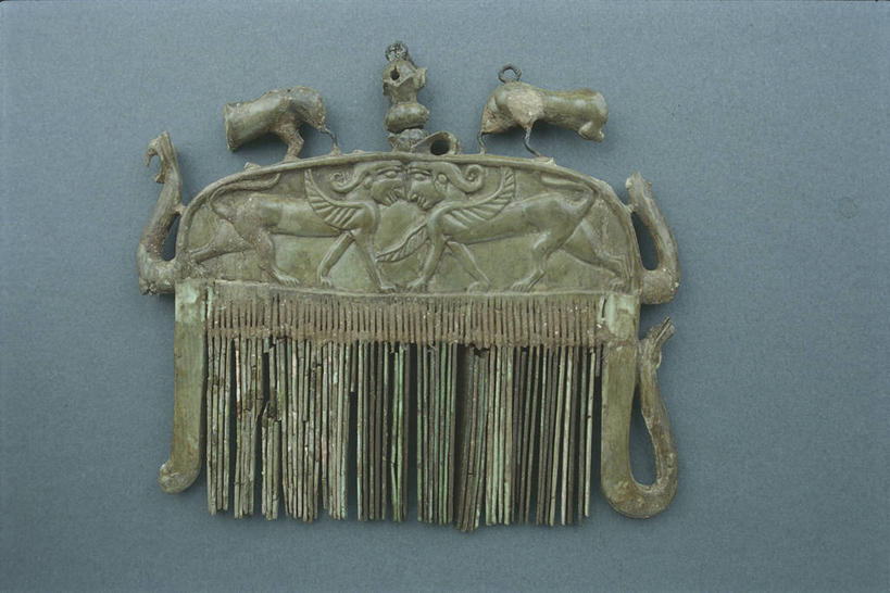 无人,横图,象牙,意大利,蓝色背景,梳子,历史,一个,虚构,摄影,单个,斯芬克斯,古代文明,美术工艺,彩图,影棚拍摄,过去