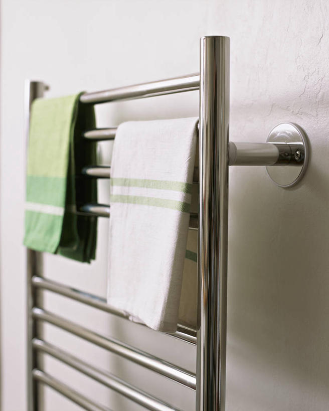 无人,竖图,室内,特写,白天,厨房,纺织品,条纹,热,现代,英格兰,绿色,白色,摄影,式样,彩图,散热器