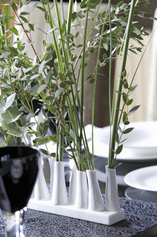 无人,竖图,室内,白天,花瓶,装饰,饭厅,现代,英格兰,绿色,白色,插花,摄影,彩图