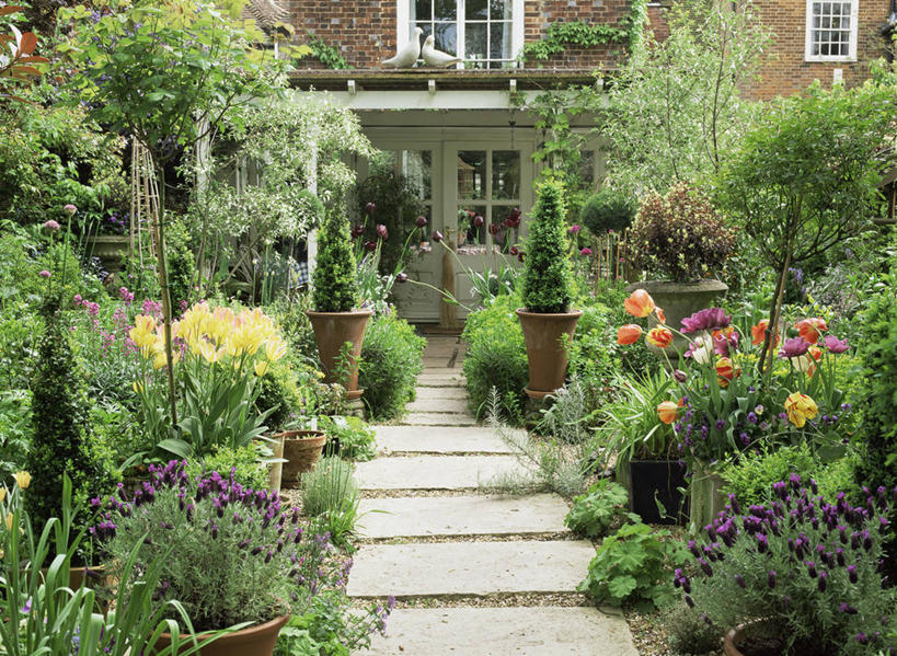 无人,横图,室外,白天,美景,郁金香,庭院,景观,园艺,小路,自然,容器,景色,摄影,环境,住房,清新,垫脚石,自然风光,彩图,花园路