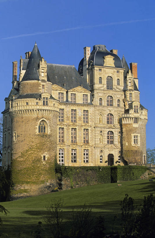 无人,竖图,室外,白天,正面,旅游,度假,草地,草坪,名胜古迹,植物,标志建筑,地标,建筑,法国,欧洲,阴影,遗迹,光线,影子,堡垒,城堡,云,云朵,云彩,古迹,文物,娱乐,建设,古建筑,草,蓝色,绿色,白云,蓝天,天空,阳光,天,享受,休闲,旅游胜地,放松,晴朗,西欧,要塞,法兰西,古文明,法兰西共和国,卢瓦尔河地区,法兰西第五共和国,布里萨克城堡,卢瓦尔,卢瓦尔大区,卢瓦尔河大区,设防,曼恩.卢瓦尔省,晴空,彩图