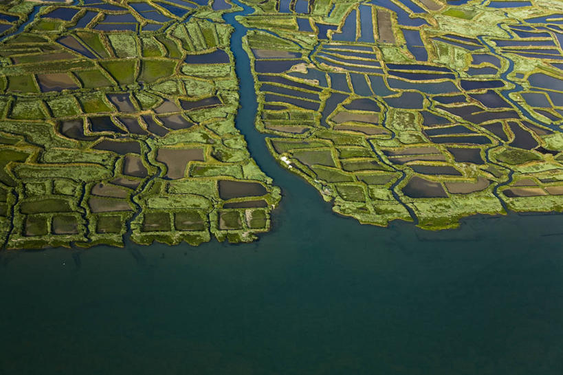 无人,横图,俯视,航拍,室外,白天,旅游,度假,草地,草坪,海浪,海洋,美景,植物,法国,欧洲,阴影,光线,影子,景观,浪花,娱乐,草,绿色,阳光,自然,海水,享受,休闲,景色,放松,沼泽,西欧,鸟瞰,法兰西,自然风光,海景,法兰西共和国,法兰西第五共和国,普瓦图.夏朗德,普瓦图.夏朗德大区,滨海夏朗德省,大海,风浪,海,海水的波动,近岸浪,涌浪,彩图,高角度拍摄