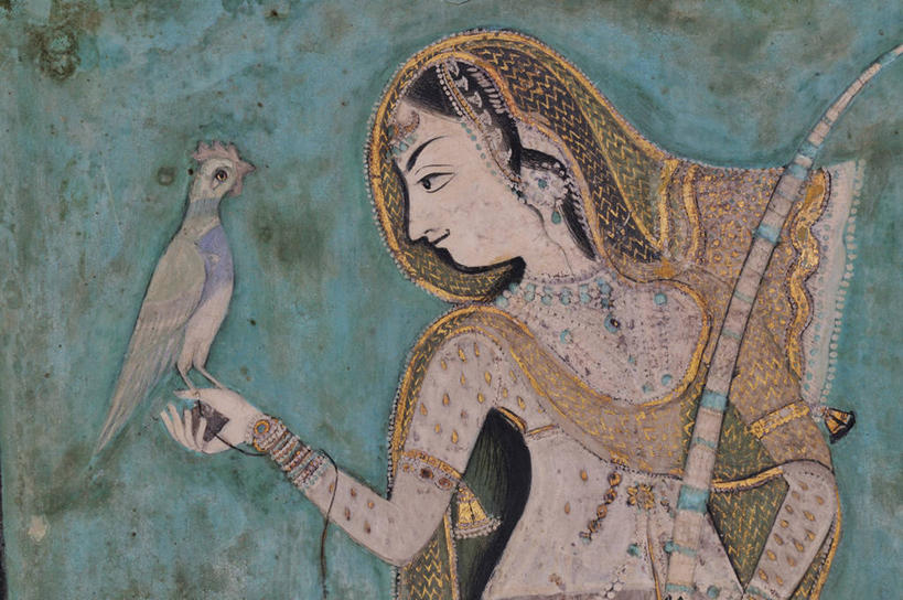 一个人,无人,宫殿,站,横图,室内,特写,白天,正面,民族服装,绘画,鸟,静物,印度,亚洲,仅一个年轻女性,仅一个女性,仅一个人,阴影,艺术,装饰,反射,鸟类,影子,墙,扭头,注视,文化,壁画,墙壁,墙面,一只,观察,看,站着,转头,观看,华丽,修饰,点缀,察看,宫廷,关注,南亚,邦迪,拉贾斯坦邦,拉贾斯坦,印度共和国,衬托,美观,雅致,雅观,王宫,年轻女性,女人,女性,亚洲人,印度人,画画,站立,半身,彩图,传统服装,民俗服,皇宫,奔迪,本迪