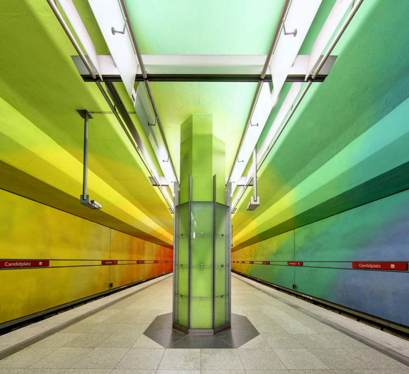 无人,横图,室内,消失点,德国,地铁站,现代,慕尼黑,运输,摄影,照亮,反差,彩图