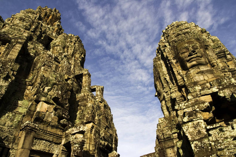 无人,横图,室外,白天,仰视,建筑,柬埔寨,标志,符号,宏伟,标识,废墟,天空,摄影,宗教,吴哥寺,性别符号,巴扬寺,古代文明,彩图,低角度拍摄,浅浮雕,男性符号,柬埔寨文化