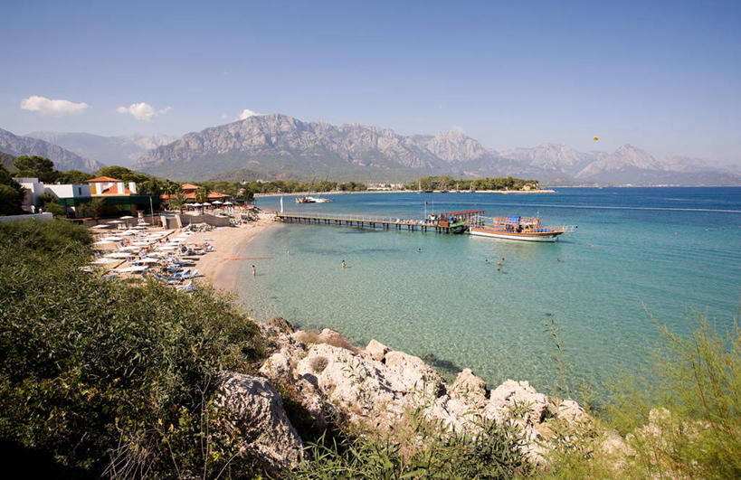 无人,码头,横图,室外,白天,旅游,度假,海洋,山,欧洲,海岸线,娱乐,风景,享受,休闲,放松,摄影,安塔利亚,海滩,彩图