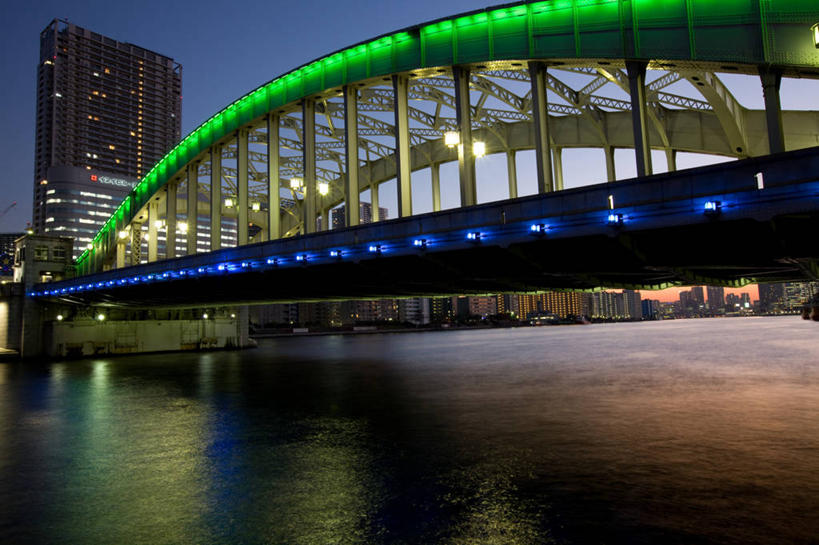 无人,横图,室外,夜晚,夜生活,河流,城市,建筑,东京,日本,反射,桥,首都,摄影,照亮,市区,彩图