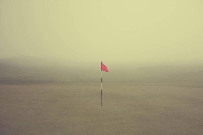 无人,横图,室外,神秘,雾,英国,地形,陆地,高尔夫球场,一个,黄色,绿色,摄影,单个,彩图