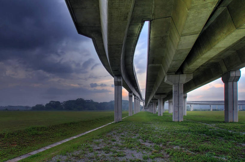 无人,横图,室外,草坪,建筑,新加坡,现代,运输,摄影,高架道路,稳定,彩图