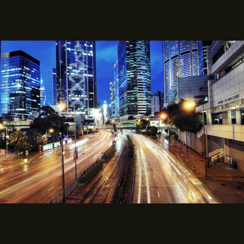 无人,方图,室外,运动模糊,城市,建筑,路灯,摩天大楼,香港,交通,现代,黄昏,摄影,尾灯,迅速,照亮,彩图