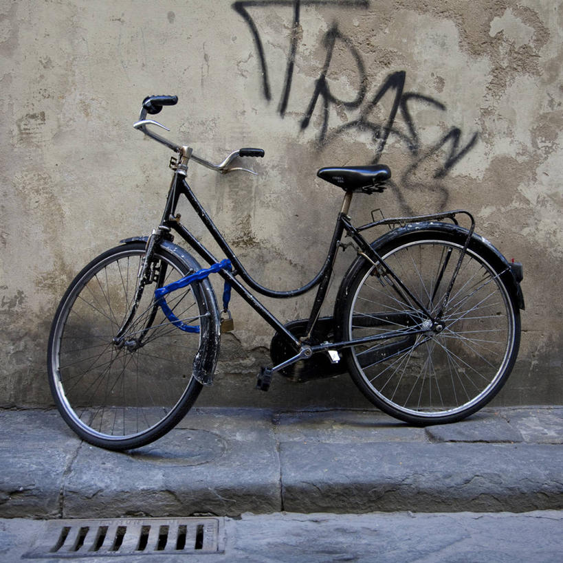 无人,方图,室外,白天,自行车,意大利,墙,路边,古典,靠,靠着,运输,摄影,停止,暂停,托斯卡纳区,停滞,彩图,旅行,涂鸦