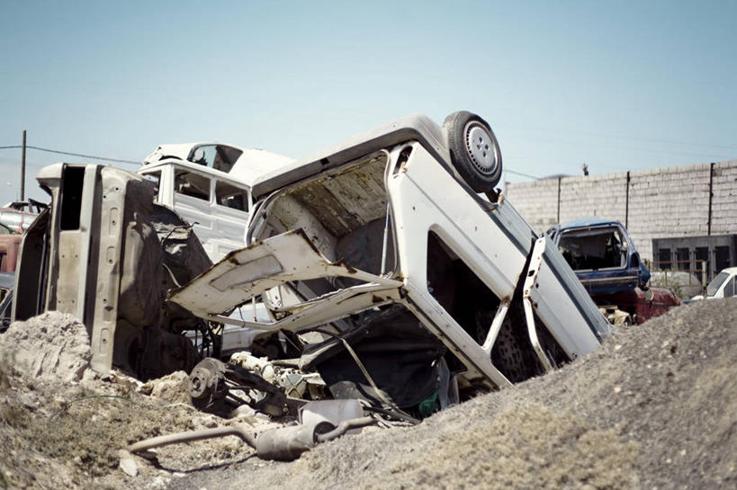 无人,横图,室外,白天,汽车,西班牙,破坏,破损,运输,摄影,损坏,毁灭,结束,失事,彩图,废旧汽车场