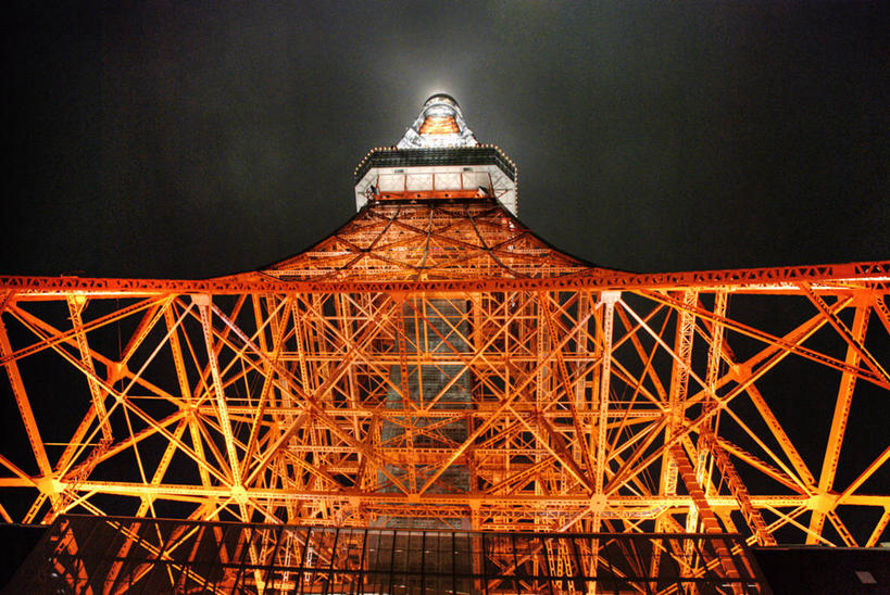 无人,横图,室外,夜晚,建筑,东京,日本,日本文化,金属,塔,首都,现代,摄影,东京塔,照亮,工程,彩图