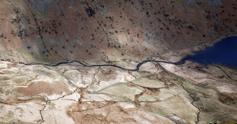 无人,横图,俯视,航拍,室外,白天,河流,英国,陆地,摄影,鸟瞰,坎布里亚,自然地理,彩图,高角度拍摄