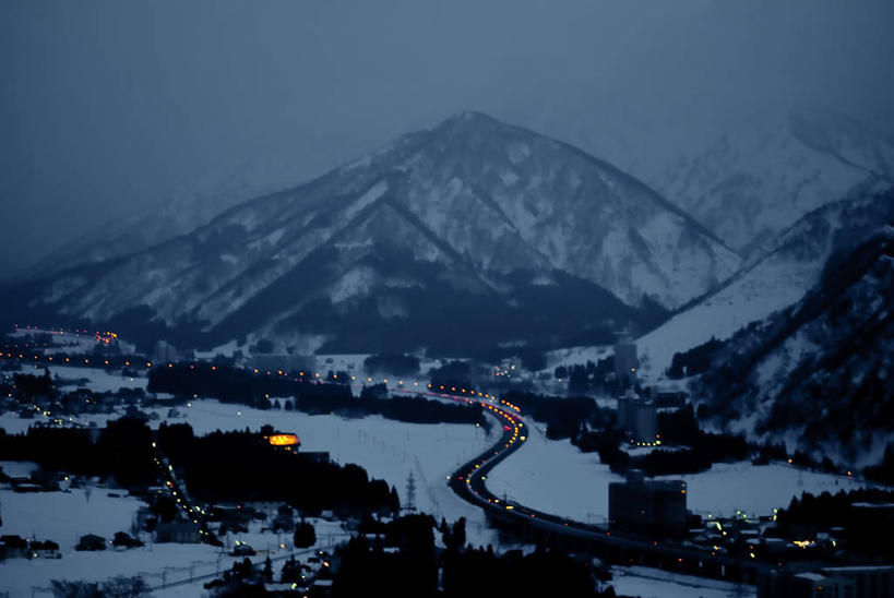 无人,横图,室外,山,雪,多云,路,日本,乡村,冬天,风景,黄昏,摄影,汤泽,彩图