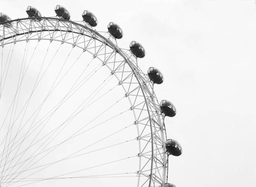 无人,横图,黑白,室外,白天,英国,首都,伦敦眼,摄影,享乐,英国文化,大转轮,万里无云
